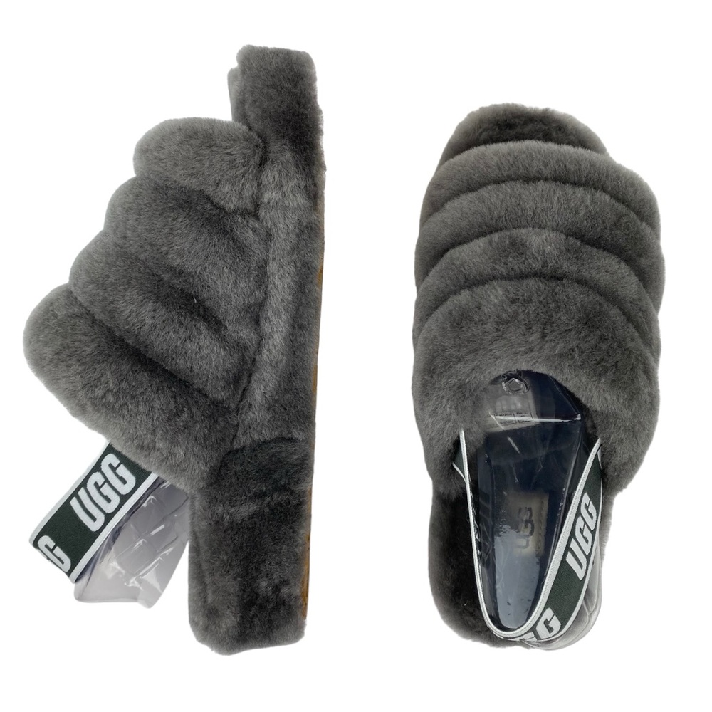 UGG Fluff Yeah Slide Charcoal Gray CHRC 1095119 NEW Women’s Size 8 - Picture 3 of 10